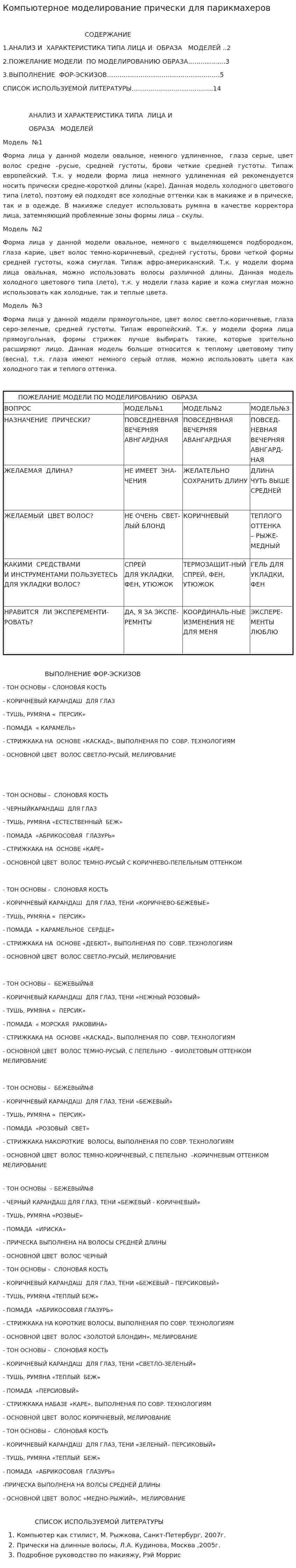 Компьютерное моделирование прически для парикмахеров