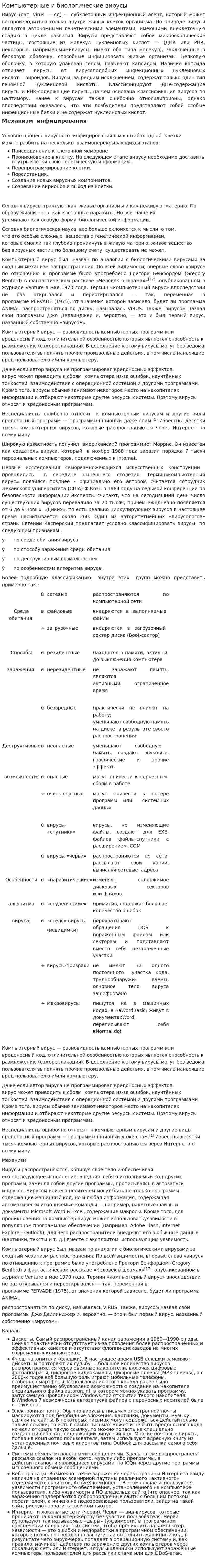 Компьютерные и биологические вирусы
