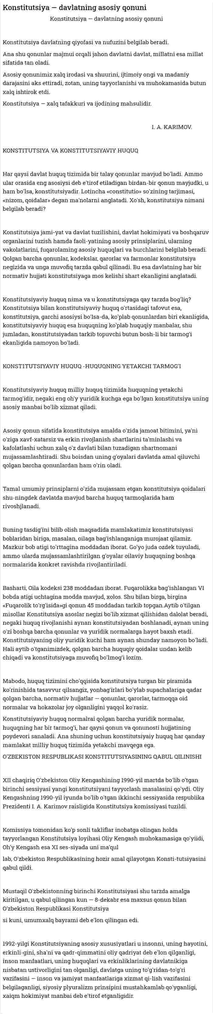 Konstitutsiya — davlatning asosiy qonuni