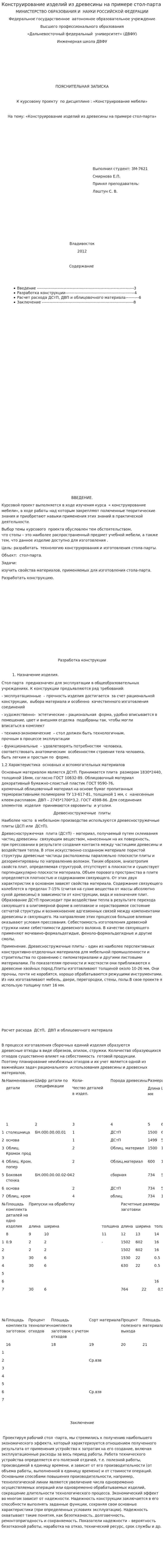 Конструирование изделий из древесины на примере стол-парта