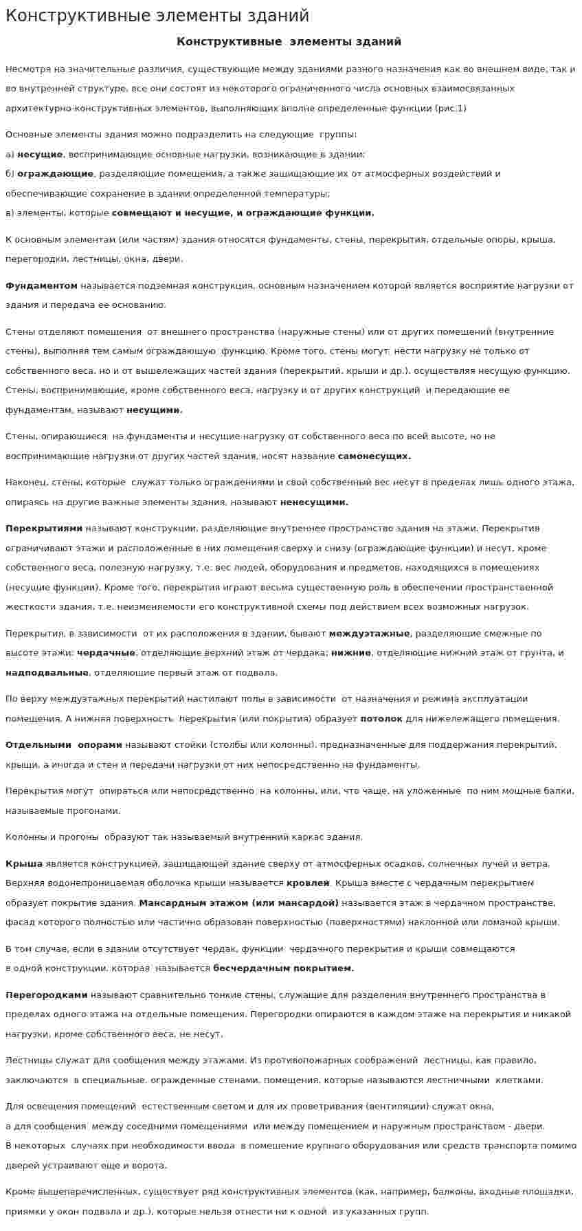 Конструктивные элементы зданий