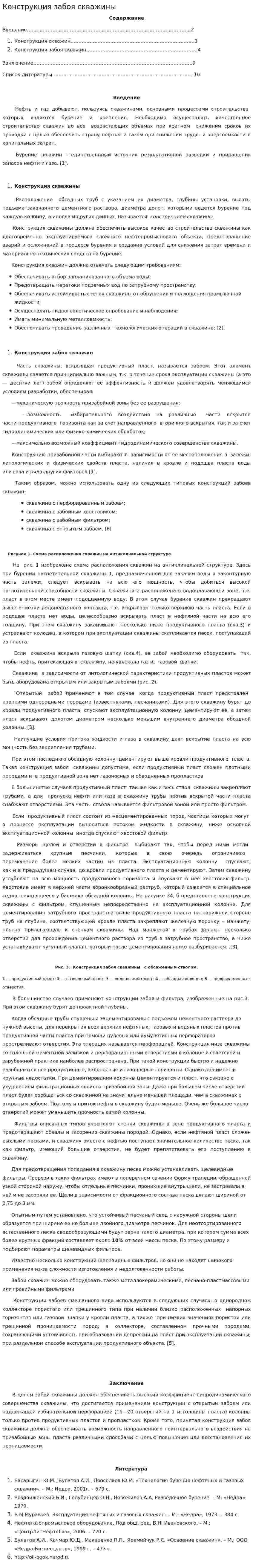 Конструкция забоя скважины. 2