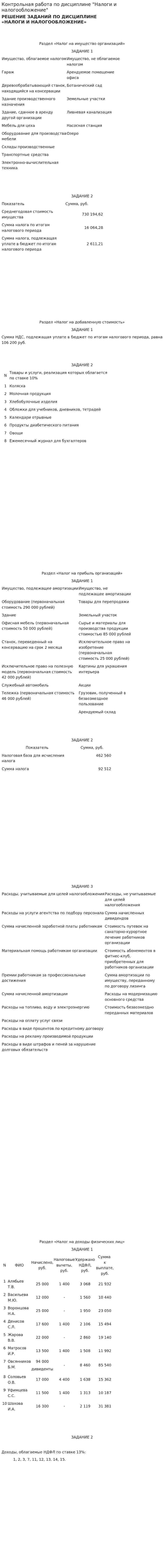 Контрольная работа по дисциплине "Налоги и налогообложение". 4