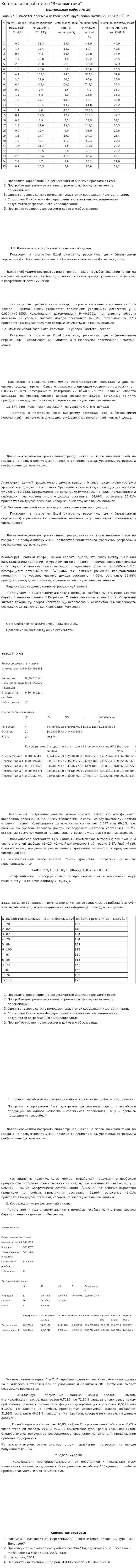Контрольная работа по "Эконометрии". 3