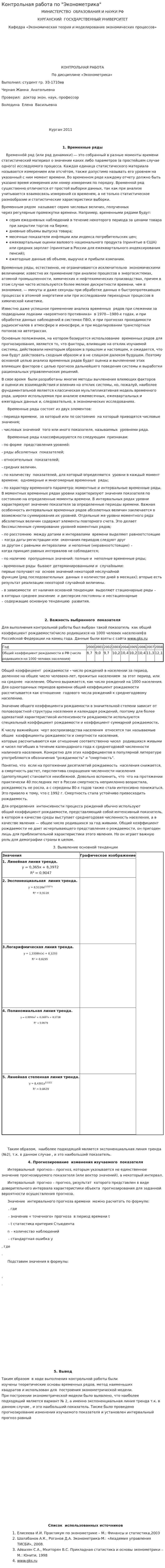 Контрольная работа по "Эконометрика". 14