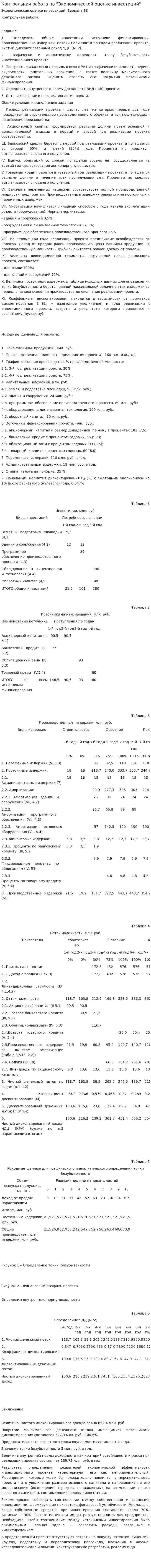 Контрольная работа по "Экономической оценке инвестиций". 3