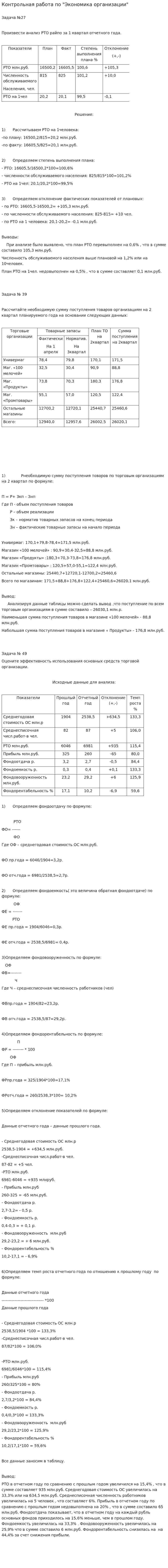 Контрольная работа по "Экономика организации". 4