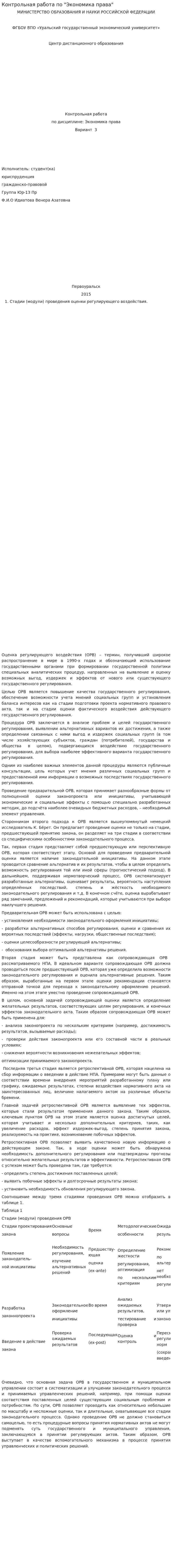 Контрольная работа по "Экономика права"