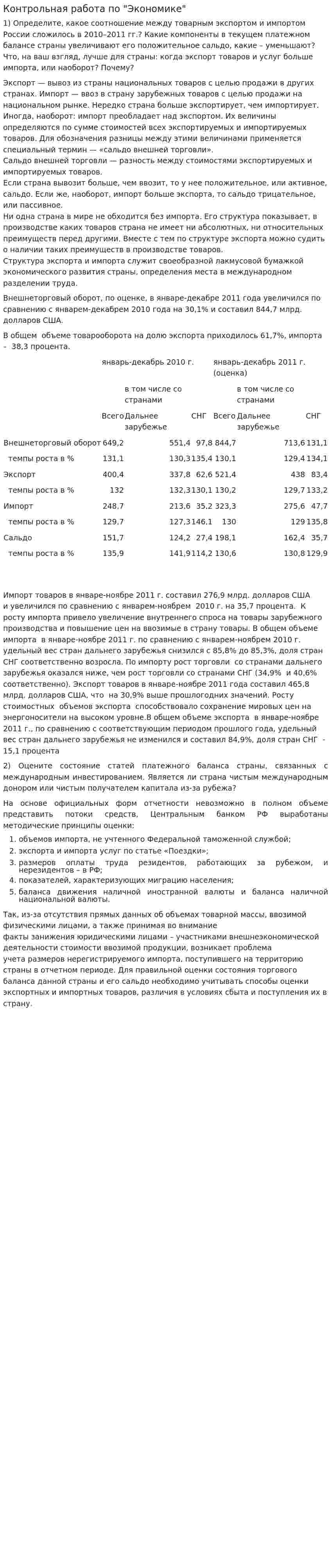Контрольная работа по "Экономике". 121