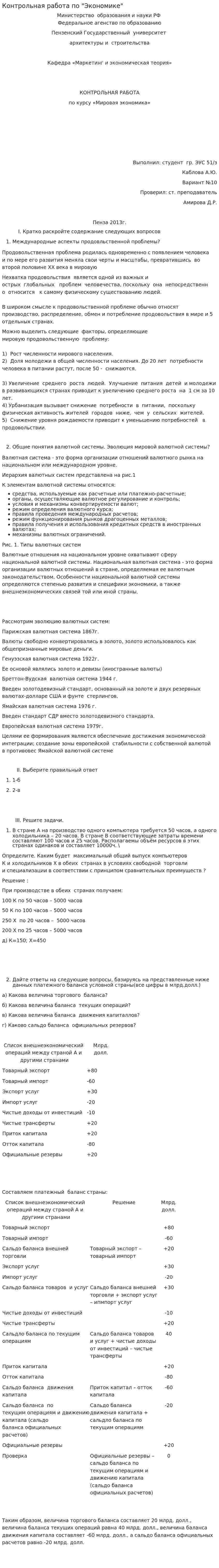 Контрольная работа по "Экономике". 260