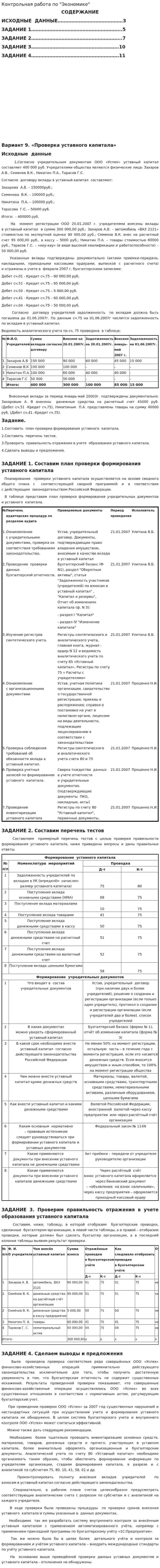 Контрольная работа по "Экономике". 252
