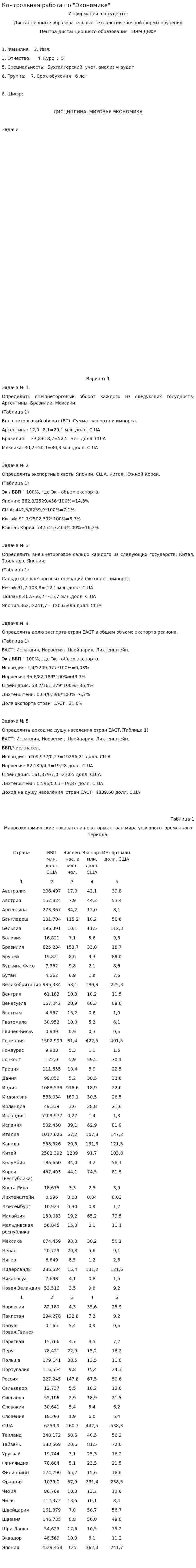Контрольная работа по "Экономике". 291