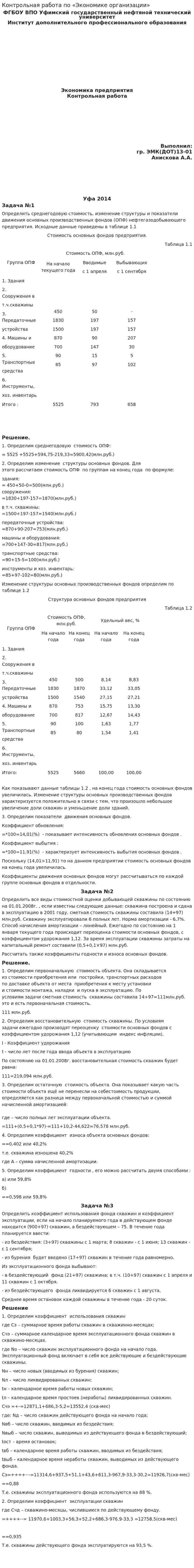 Контрольная работа по «Экономике организации». 6