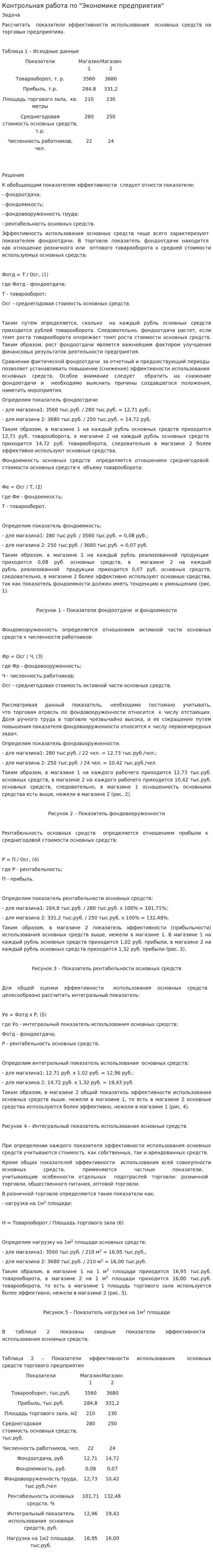 Контрольная работа по "Экономике предприятия". 13