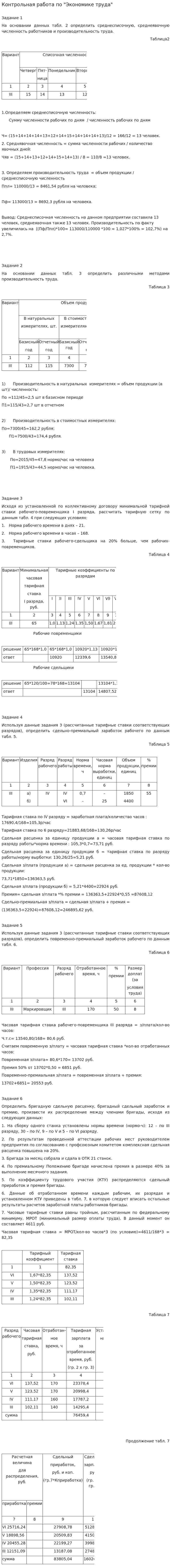 Контрольная работа по "Экономике труда". 5