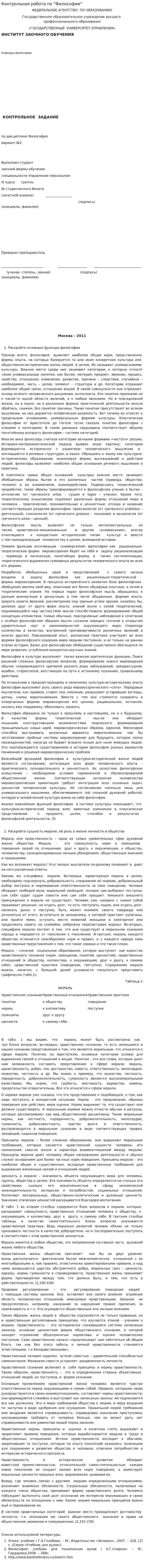 Контрольная работа по "Философии". 320