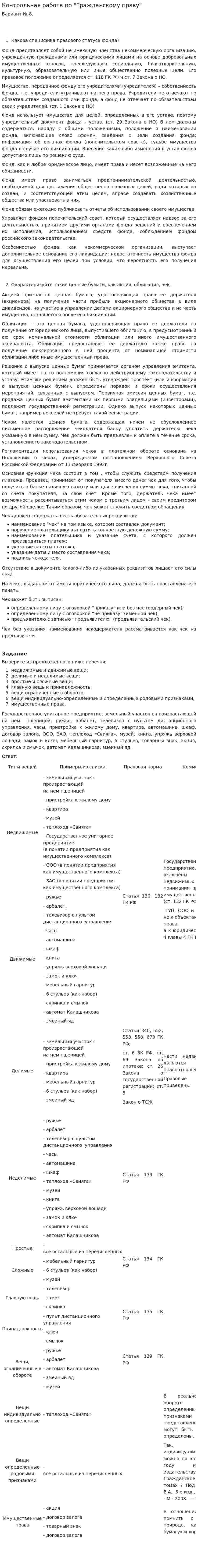 Контрольная работа по "Гражданскому праву". 323