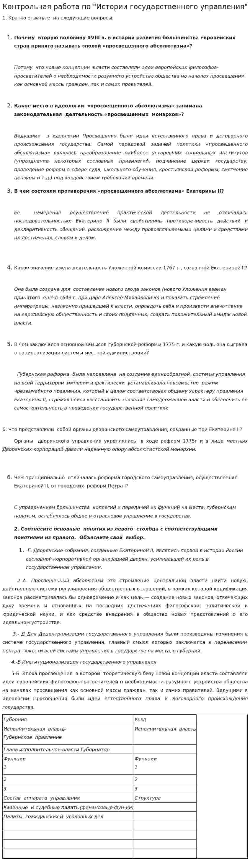 Контрольная работа по "Истории государственного управления"
