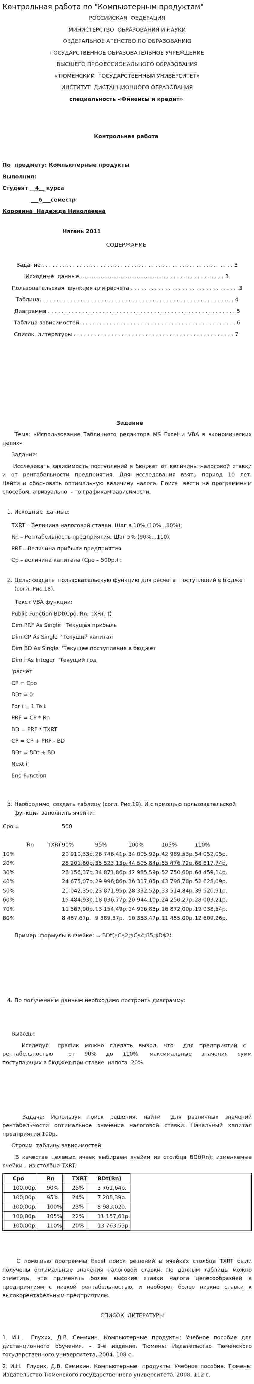 Контрольная работа по "Компьютерным продуктам"