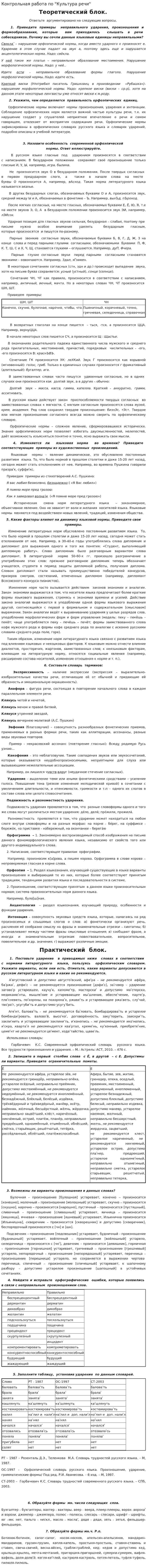 Контрольная работа по "Культура речи". 2