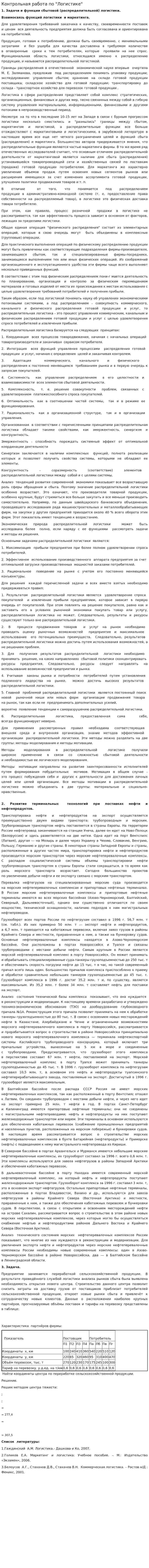 Контрольная работа по "Логистике". 23
