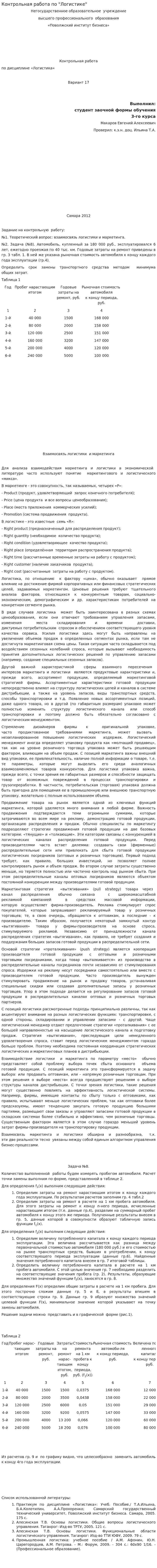 Контрольная работа по "Логистике". 38