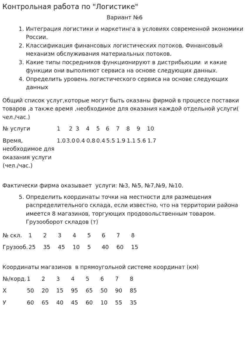 Контрольная работа по "Логистике". 147