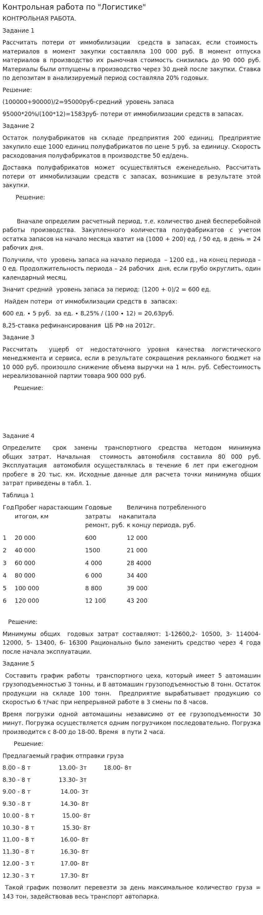 Контрольная работа по "Логистике". 180