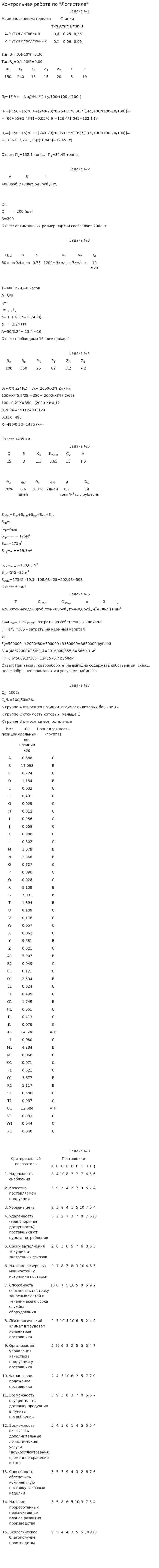 Контрольная работа по "Логистике". 71