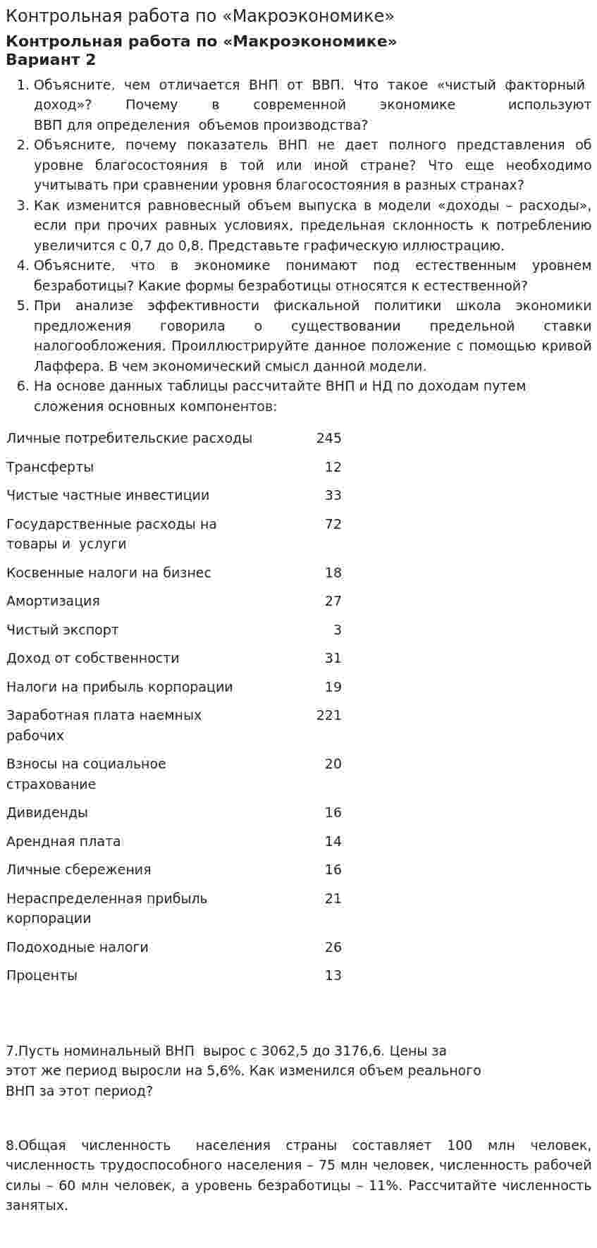 Контрольная работа по «Макроэкономике». 7