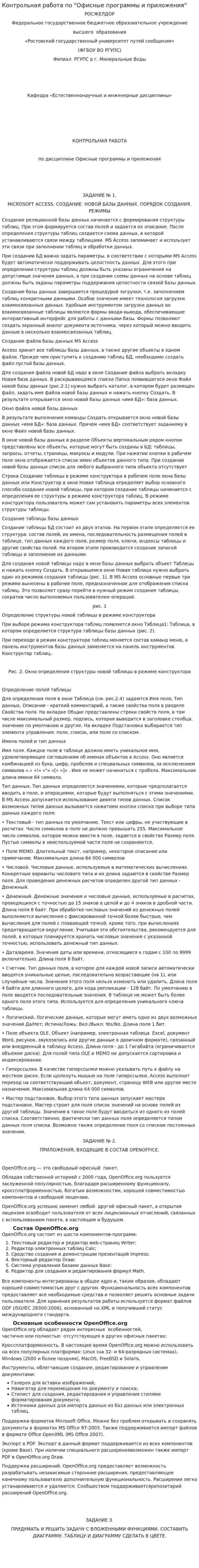 Контрольная работа по "Офисные программы и приложения"