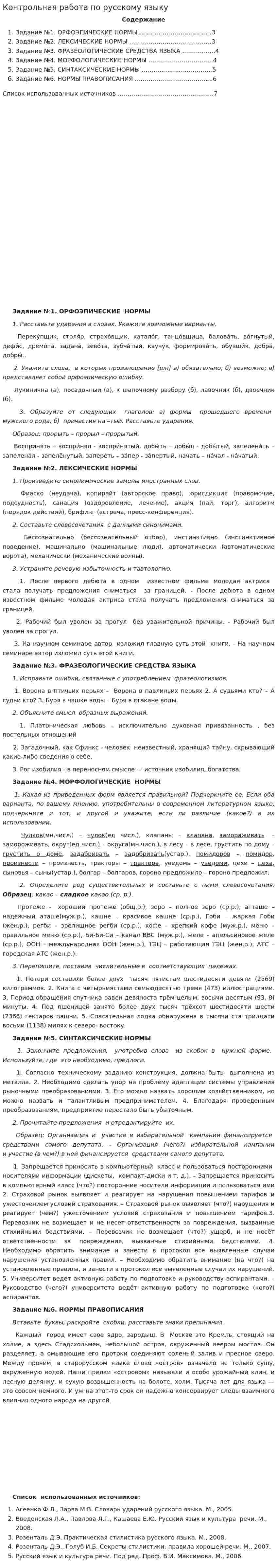 Контрольная работа по русскому языку