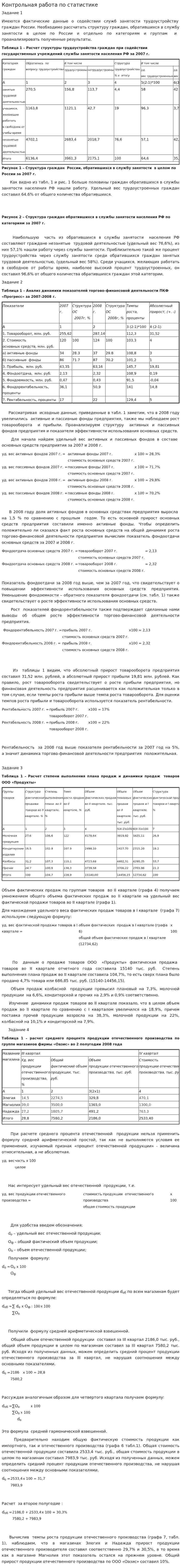 Контрольная работа по статистике. 22