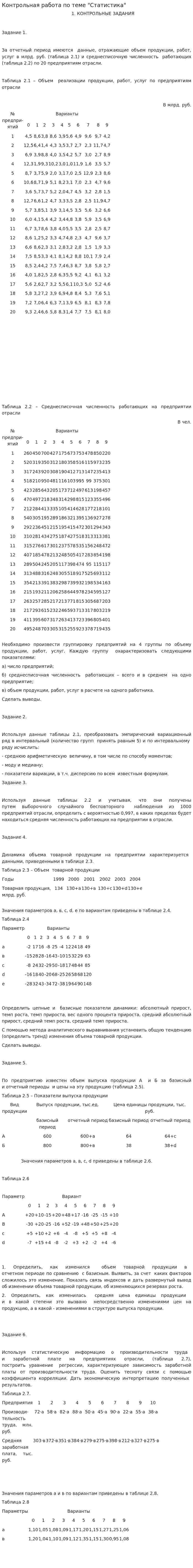 Контрольная работа по теме "Статистика". 5