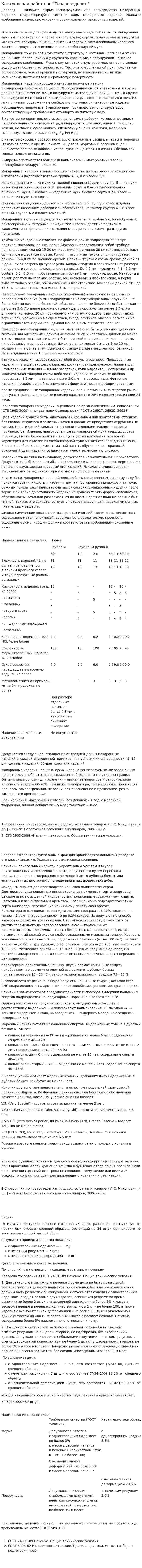 Контрольная работа по "Товароведение". 21