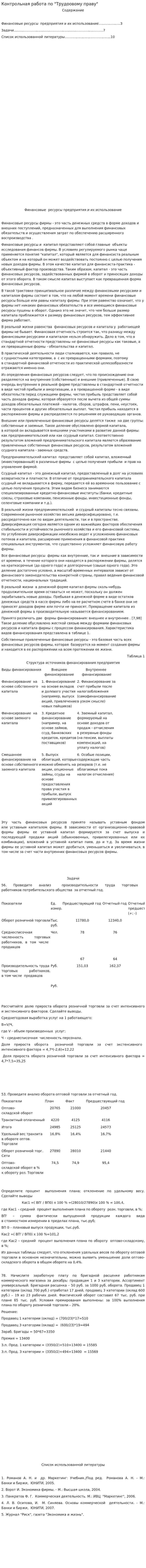 Контрольная работа по "Трудоовому праву"