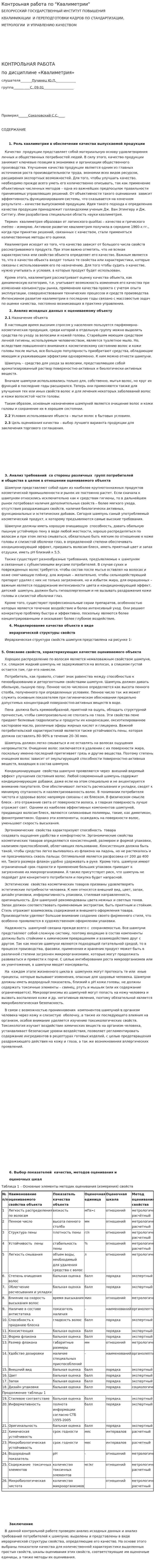 Контроьная работа по "Квалиметрии"