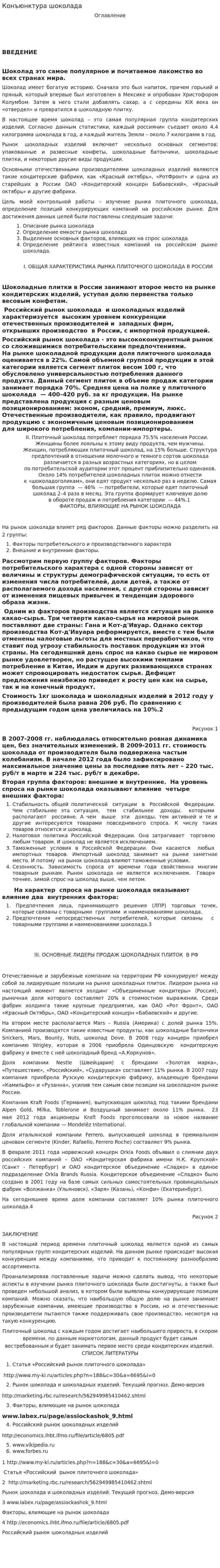 Конъюнктура шоколада