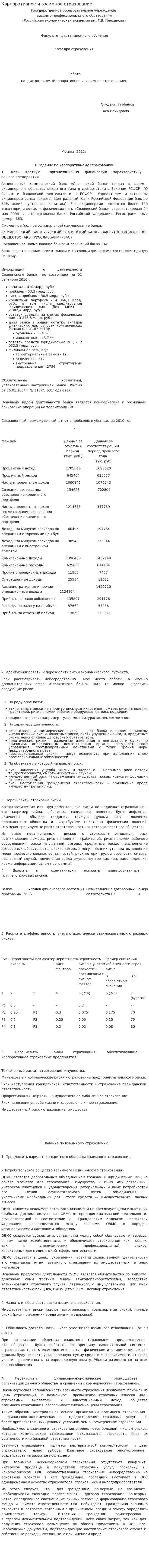 Корпоративное и взаимное страхование