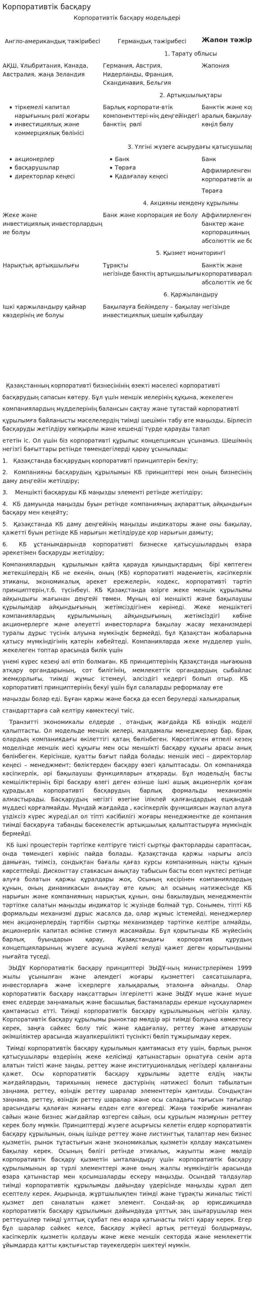 Корпоративтік басқару