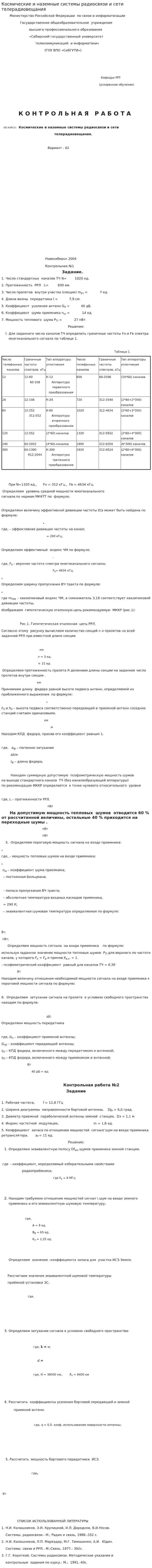 Космические и наземные системы радиосвязи и сети телерадиовещания