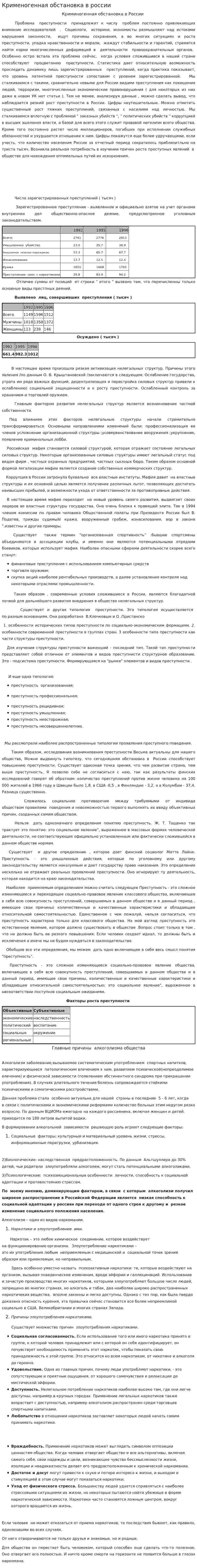 Крименогенная обстановка в россии