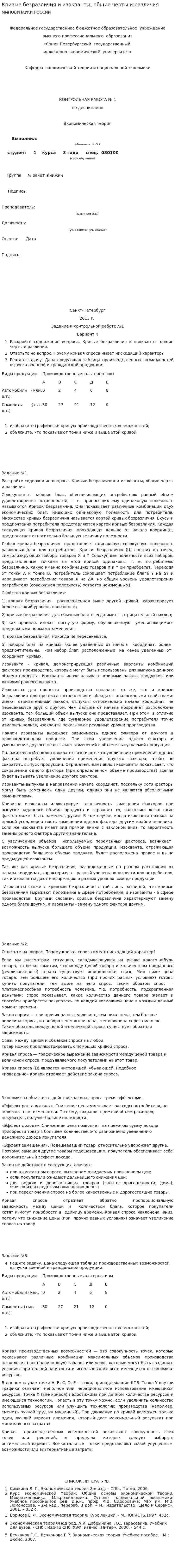 Кривые безразличия и изокванты, общие черты и различия. 2