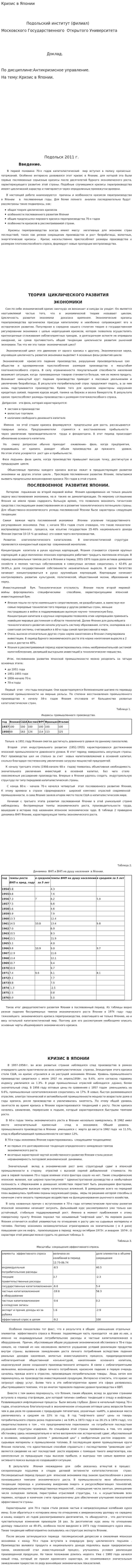 Кризис в Японии