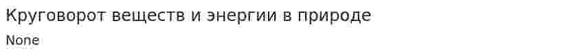 Круговорот веществ и энергии в природе