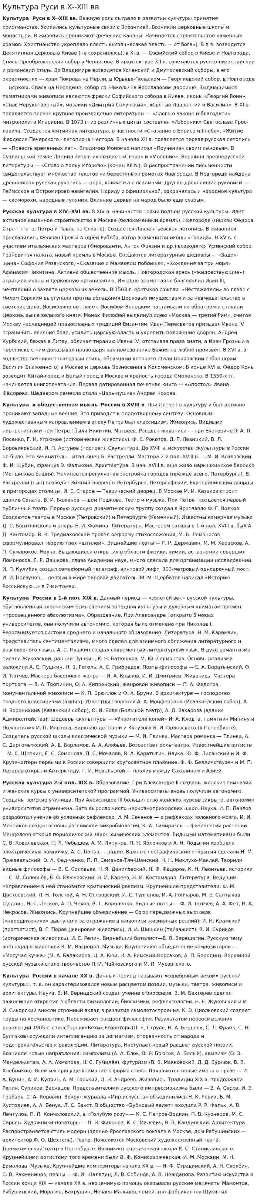 Культура Руси в X--XIII вв