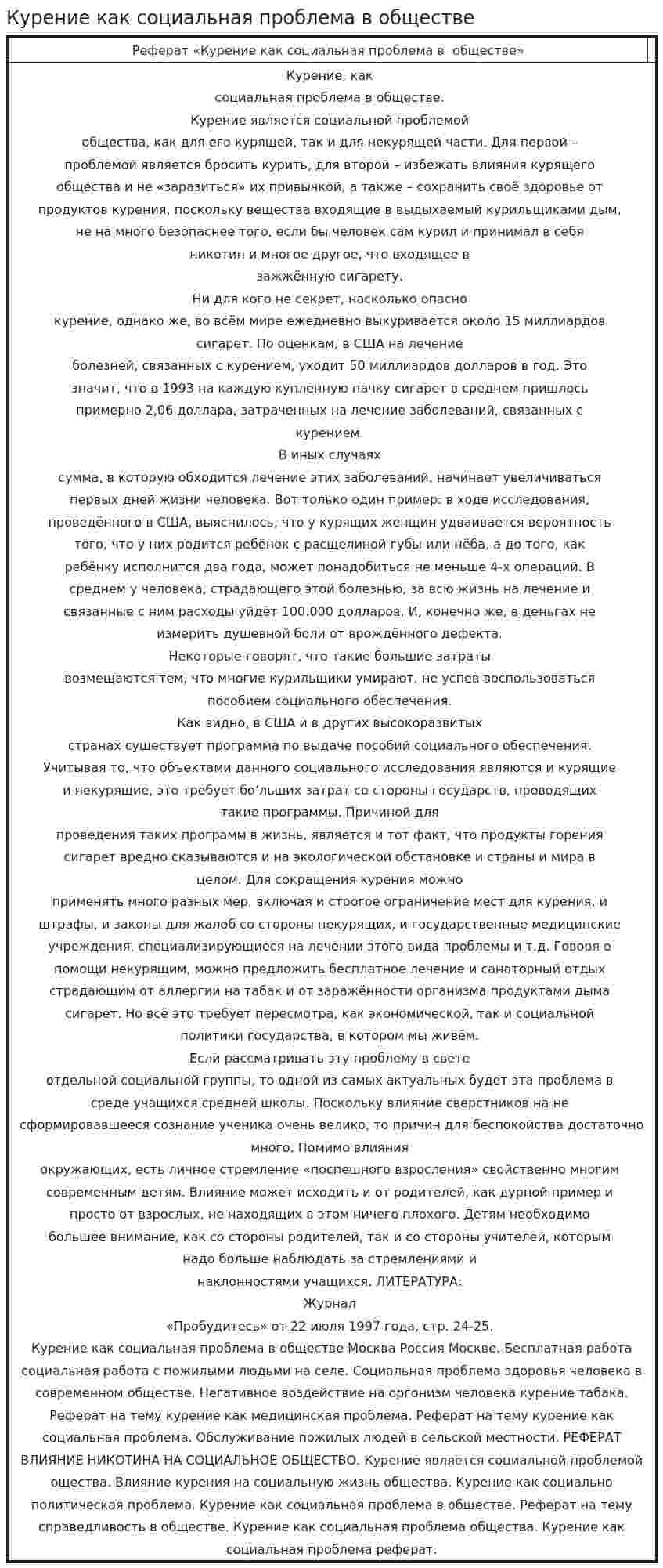 Курение как социальная проблема в обществе