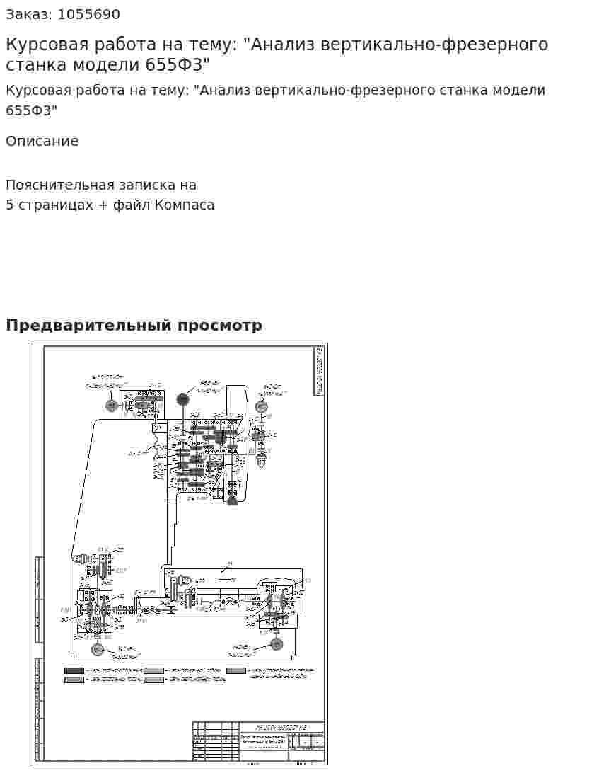 Курсовая работа на тему: "Анализ вертикально-фрезерного станка модели 655Ф3" 
