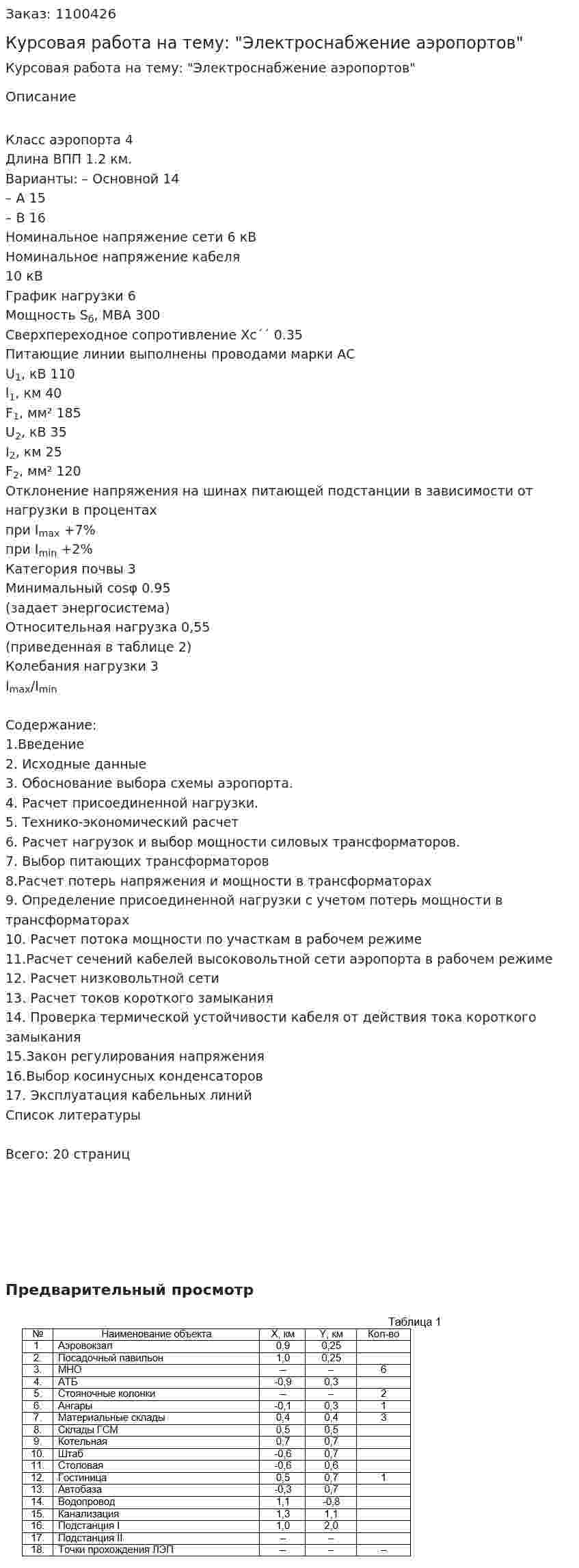 Курсовая работа на тему: "Электроснабжение аэропортов" 
