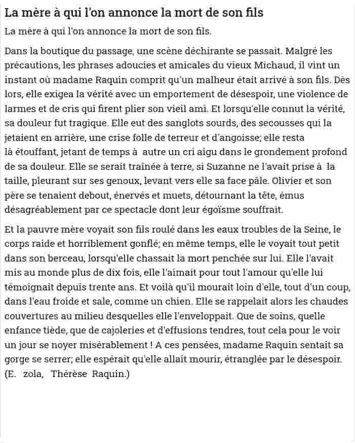 La mère à qui l'on annonce la mort de son fils